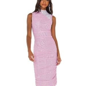 Miaou Sofia Dress in Pink Plaid
